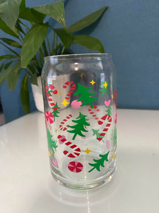 Candy Cane Glass Can